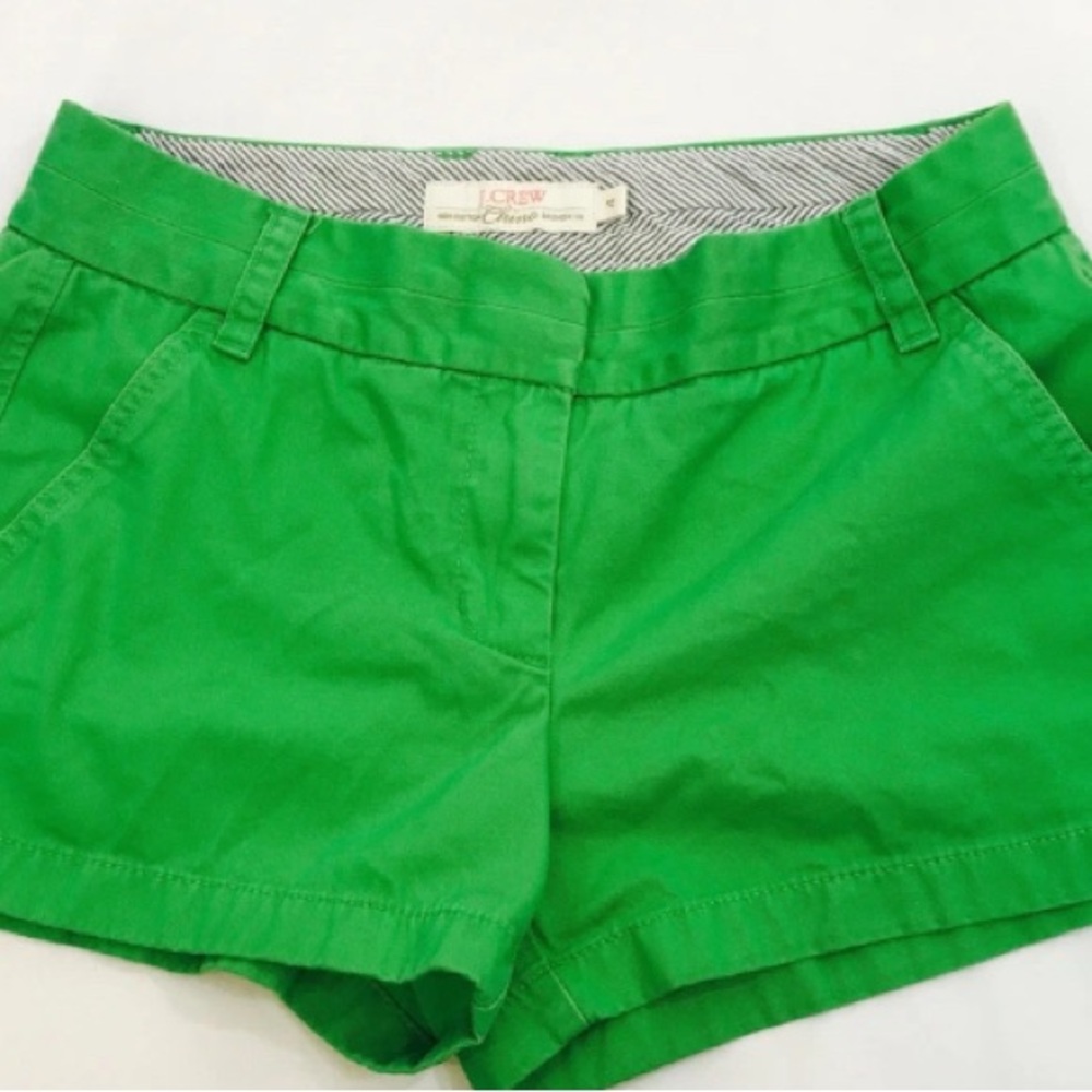 J.Crew Vibrant Green Chino Shorts Size 4 Inseam 5 inch Cotton Broken In